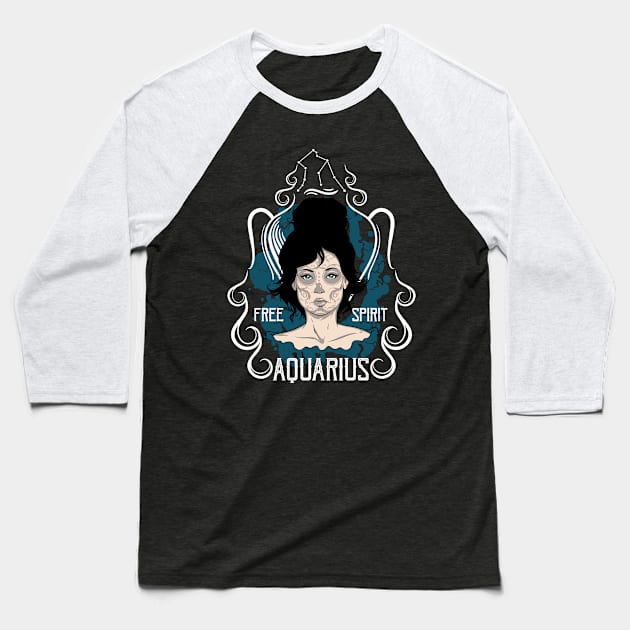 Zodiac Signs: Aquarius - The Water Bearer Baseball T-Shirt by Superfunky